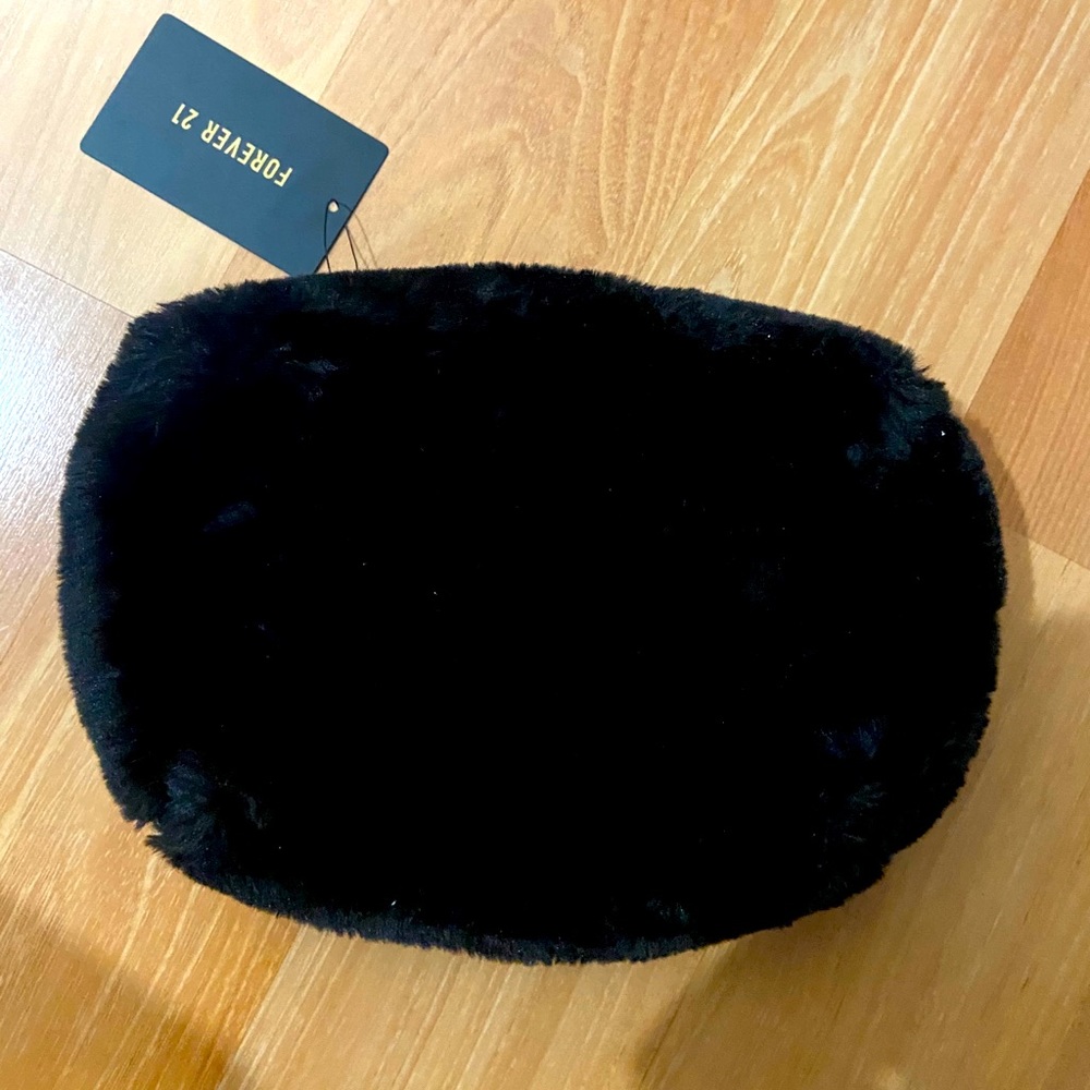 Forever 21 Black Faux Fur Makeup Bag